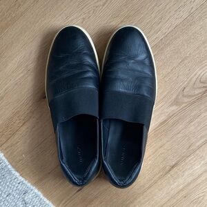 Vince Black Leather Slip-On Loafers